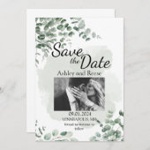 Invitation MARIAGE VERT customisé SAUVER LES DATES (Devant / Derrière)
