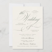 Invitation Mariage Vert dans un Jardin Formel (Devant)