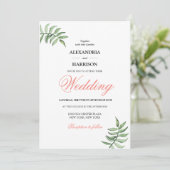 Invitation Mariage vert de corail botanique moderne (Debout devant)