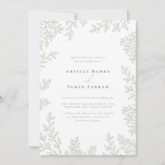 Invitation Mariage vert de Forest Grove Sage (Devant)