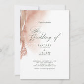 Invitation Mariage vert de forêt Abstraite brûlée orange mode (Devant)