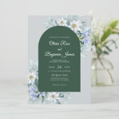 Invitation Mariage Vert de forêt Daisy Eucalyptus (Debout devant)