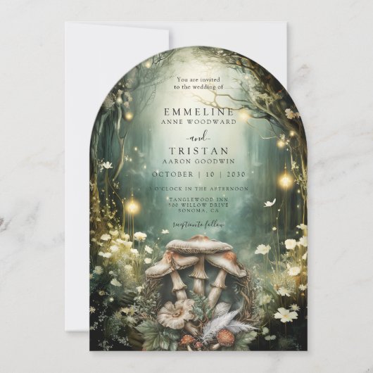 Invitation Mariage vert de forêt enchanté (Devant)