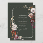 Invitation Mariage vert de la frontière à la main d'anémone t (Devant / Derrière)