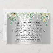 Invitation Mariage vert de la menthe grise gris argent (Dos)