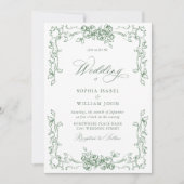 Invitation Mariage vert de la saison florale de la Renaissanc (Devant)