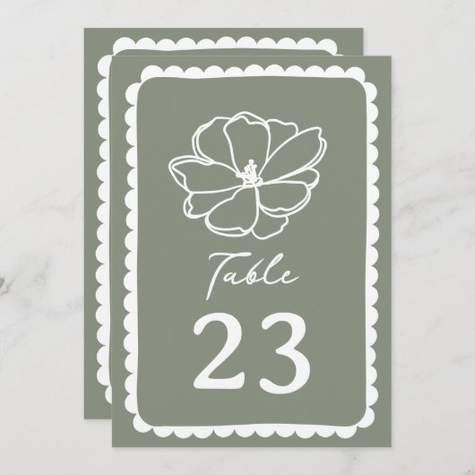 Invitation Mariage vert de la taille des fleurs (Devant / Derrière)