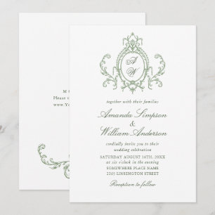 Invitation Mariage vert de l'âge orné victorien Grace Floral