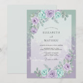 Invitation Mariage Vert de Perwinkle à la Menthe (Devant / Derrière)