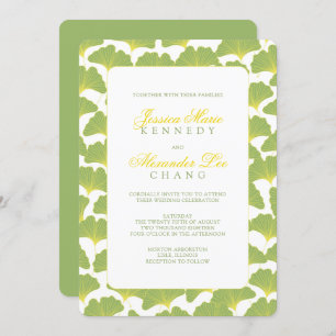 Invitation Mariage vert de printemps de l'arbre Ginkgo