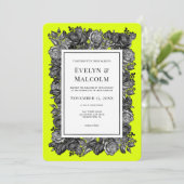 Invitation Mariage vert de rose noir et blanc (Debout devant)