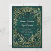 Invitation Mariage vert de sorcière de tarot gothique (Devant)