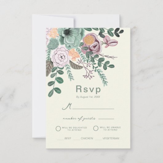 Invitation Mariage vert d'eucalyptus rose pâle (Devant)