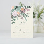 Invitation Mariage vert d'eucalyptus rose pâle (Debout devant)