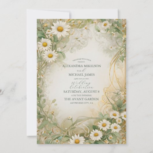 Invitation Mariage vert d'ivoire (Devant)