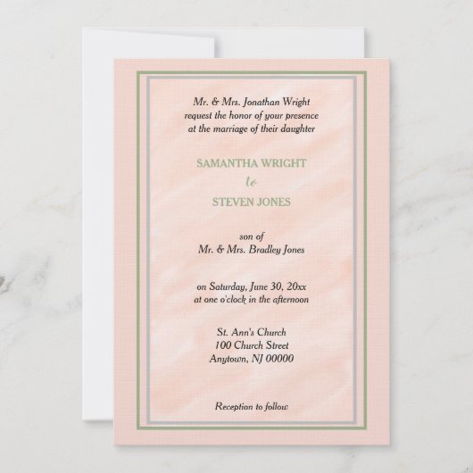 Invitation Mariage vert doux (Devant)