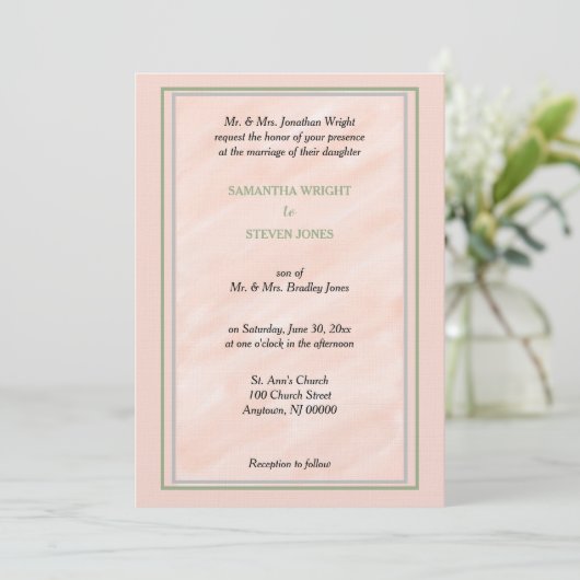 Invitation Mariage vert doux (Debout devant)