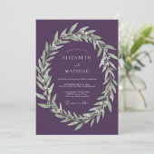 Invitation Mariage Vert Égoutté d'Aubergine (Debout devant)
