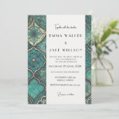Invitation Mariage Vert Élégant Et Gras Détaillé Motif (Debout devant)