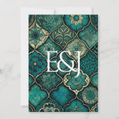 Invitation Mariage Vert Élégant Et Gras Détaillé Motif (Dos)