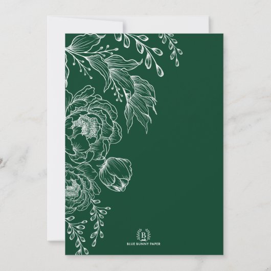 Invitation Mariage vert émeraude botanique minimaliste (Dos)