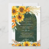 Invitation MARIAGE vert émeraude de la laiton BOHO Sunflowers (Devant)
