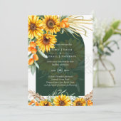 Invitation MARIAGE vert émeraude de la laiton BOHO Sunflowers (Debout devant)