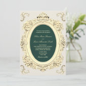 Invitation Mariage vert émeraude d'or antique (Debout devant)