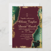 Invitation Mariage vert émeraude d'or de Bourgogne moderne (Devant)