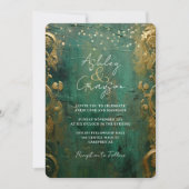Invitation Mariage Vert Émeraude et Or (Devant)