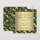 Invitation Mariage Vert Émeraude et Or (Devant / Derrière)