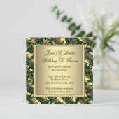 Invitation Mariage Vert Émeraude et Or (Debout devant)