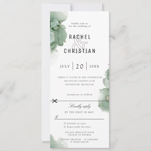 Invitation mariage vert émeraude géode inviter w rsvp attaché (Devant)