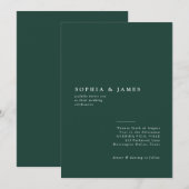 Invitation Mariage vert émeraude minimaliste classique (Devant / Derrière)
