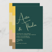 Invitation Mariage vert émeraude moderne (Devant / Derrière)