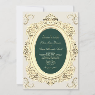Invitation Mariage Vert Emeraude Or Antique