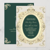 Invitation Mariage Vert Émeraude Or Antique (Devant / Derrière)