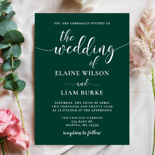 Invitation Mariage vert émeraude simple et moderne