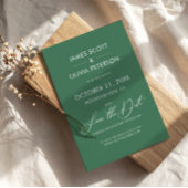 Invitation Mariage Vert Enregistrer La Date Calligraphie Mini