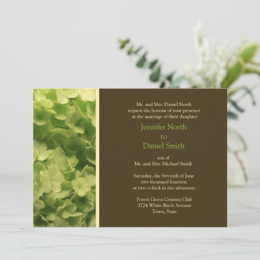 Invitation Mariage Vert Et Brown (Debout devant)
