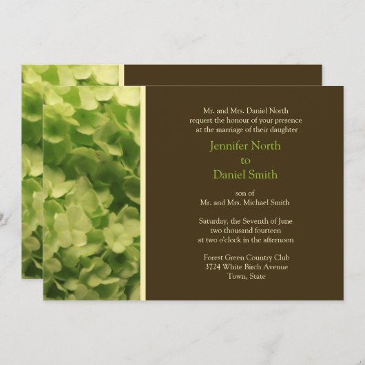 Invitation Mariage Vert Et Brown (Devant / Derrière)