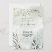 Invitation Mariage vert et or (Devant)