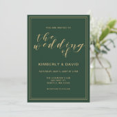 Invitation Mariage vert et or (Debout devant)