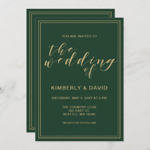 Invitation Mariage vert et or