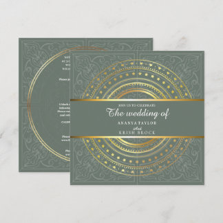 Invitation Mariage Vert et Or de Printemps