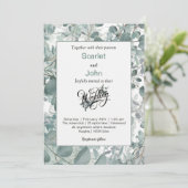 Invitation Mariage vert eucalyptus de sauge d'aquarelle moder (Debout devant)