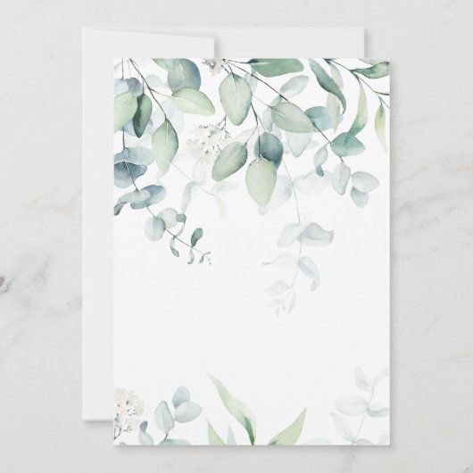 Invitation Mariage vert Eucalyptus léger et aéré (Dos)