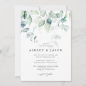 Invitation Mariage vert Eucalyptus léger et aéré (Devant)