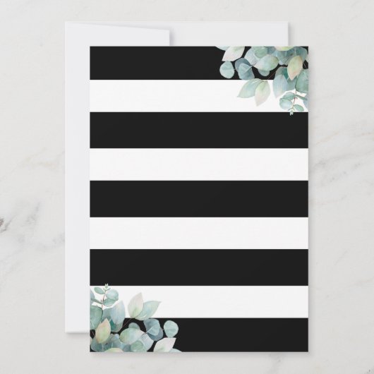 Invitation Mariage vert Eucalyptus noir et blanc (Dos)