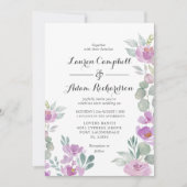 Invitation Mariage vert Eucalyptus rose Rustique (Devant)